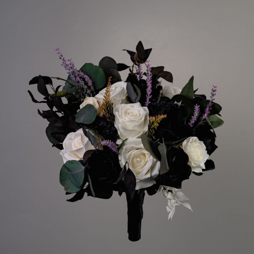 "Black And White Ivory Bouquet" - Bouquets in black by Bird of Paradise OS
