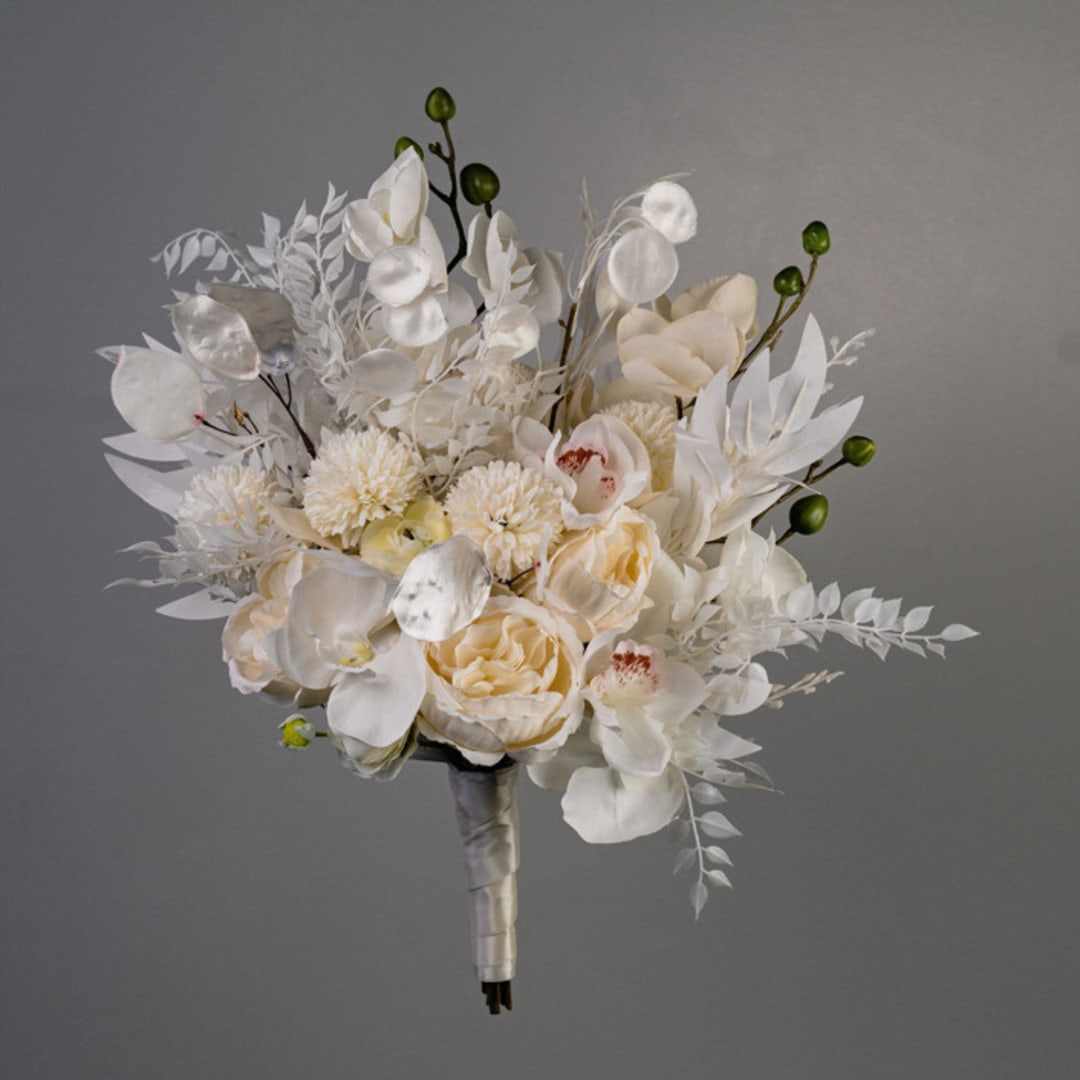 "White Greenery Bouquet Eucalyptus Orchid" - Bouquets in white by Bird of Paradise OS