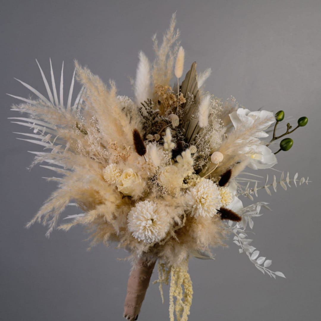 "White Pampas Orchid Bouquet" - Bouquets in beige by Bird of Paradise OS