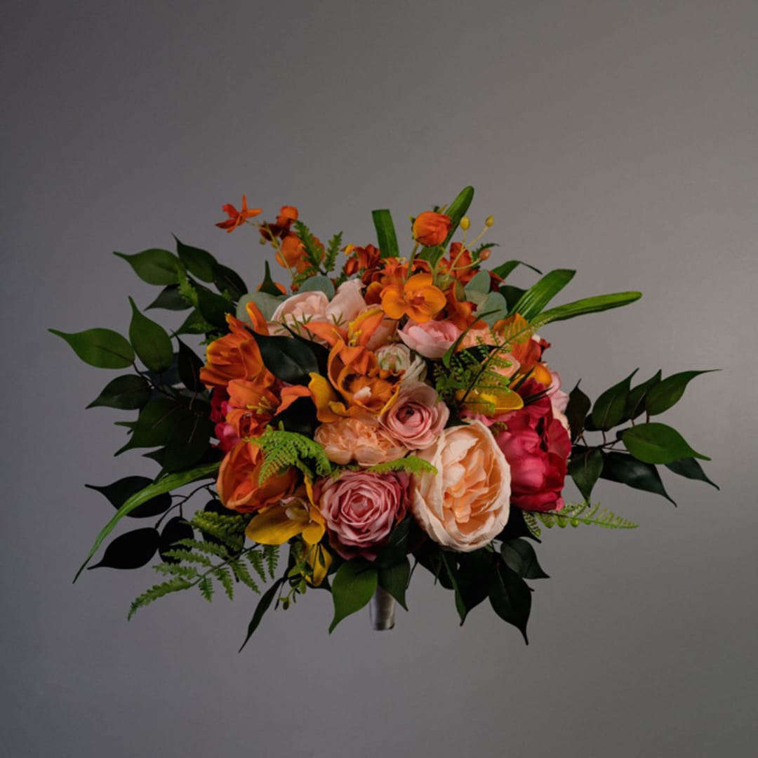 Orange Tropical Pink Bridal Bouquet