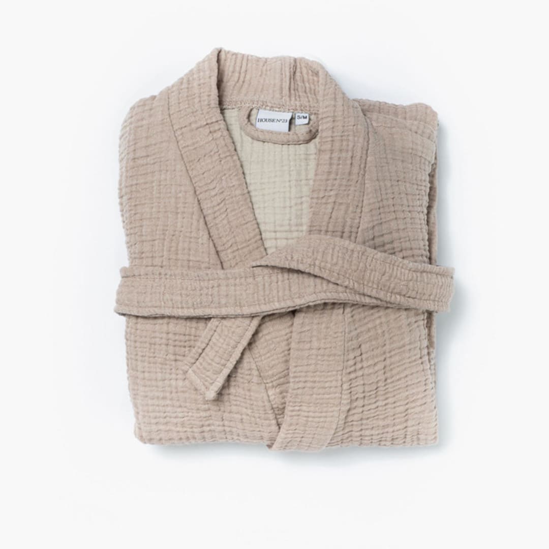 "Alaia Robe - Mushroom Oatmeal (L/XL)" - Bath Robes in beige by HOUSE NO.23