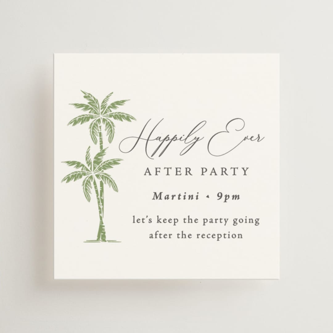 "Palm Monogram" - Mini Enclosure Cards in Leaf by Olivia Raufman - Front