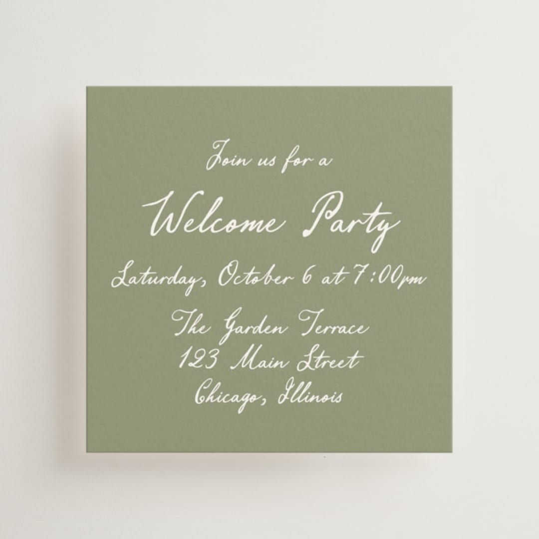 "Handwritten" - Mini Enclosure Cards in Moss by Cass Loh - Front