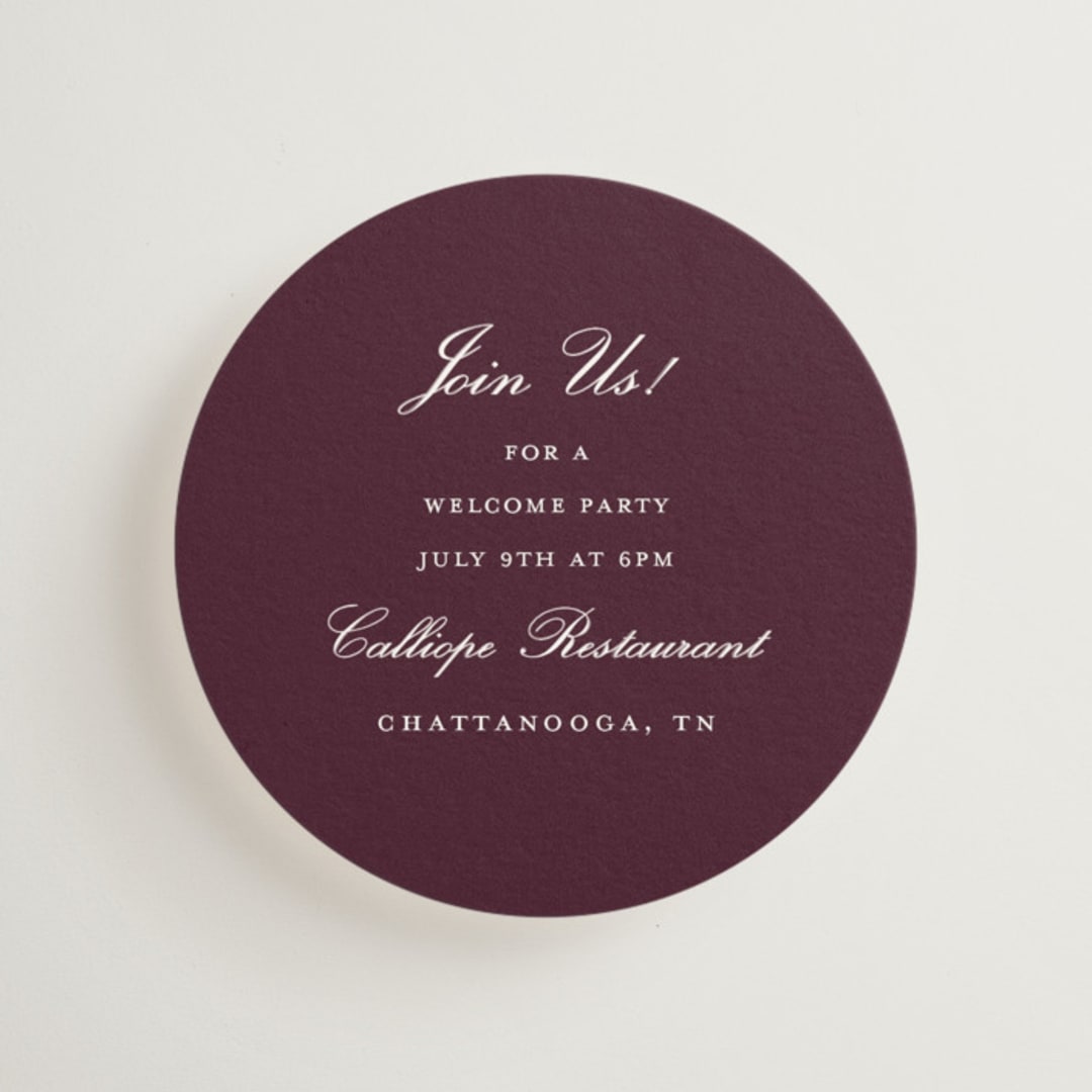 "Engraved names" - Mini Enclosure Cards in Burgundy by Stacey Meacham - Front