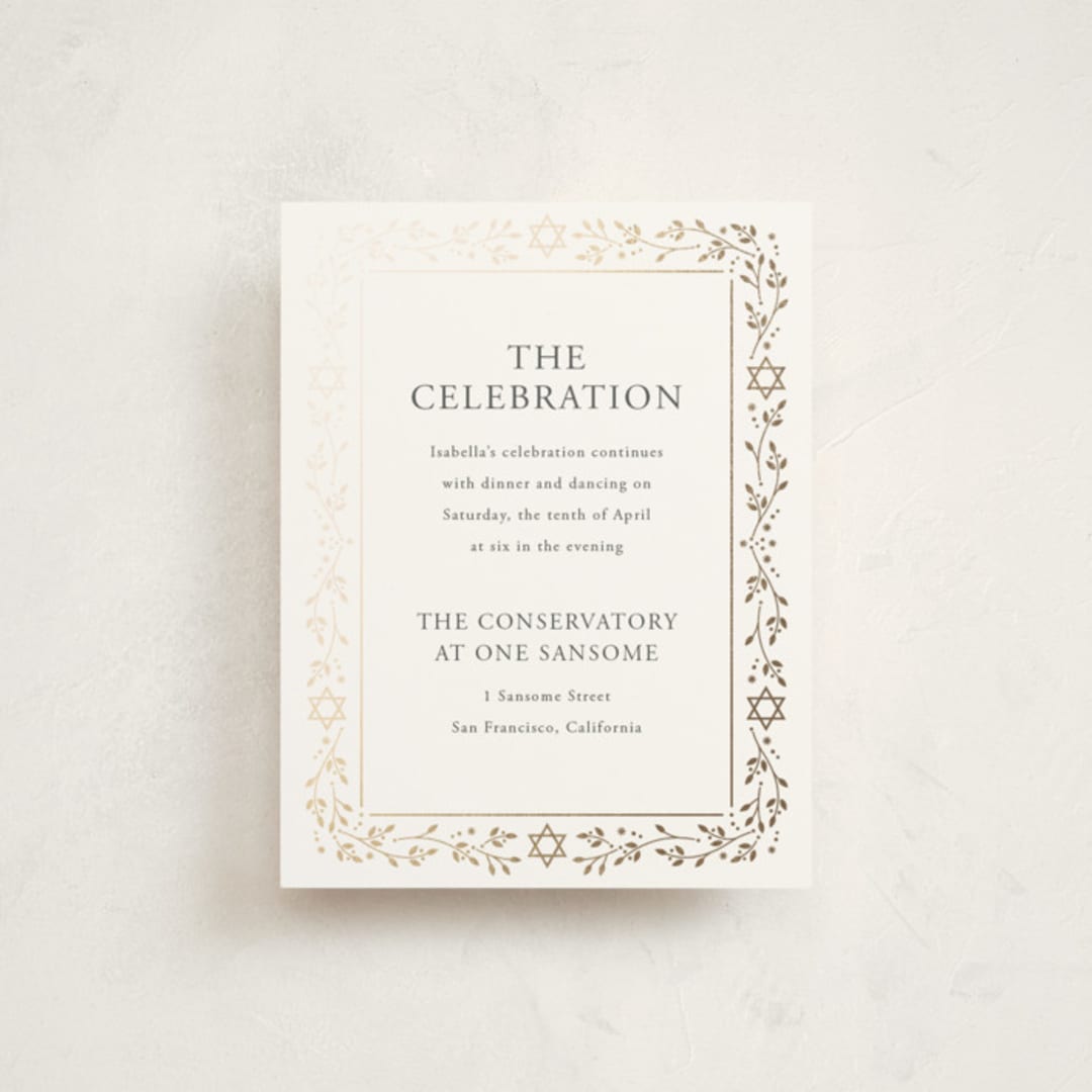 "Hanukkah Star" - Mitzvah Reception Cards in Snow by Ana de Sousa - Front