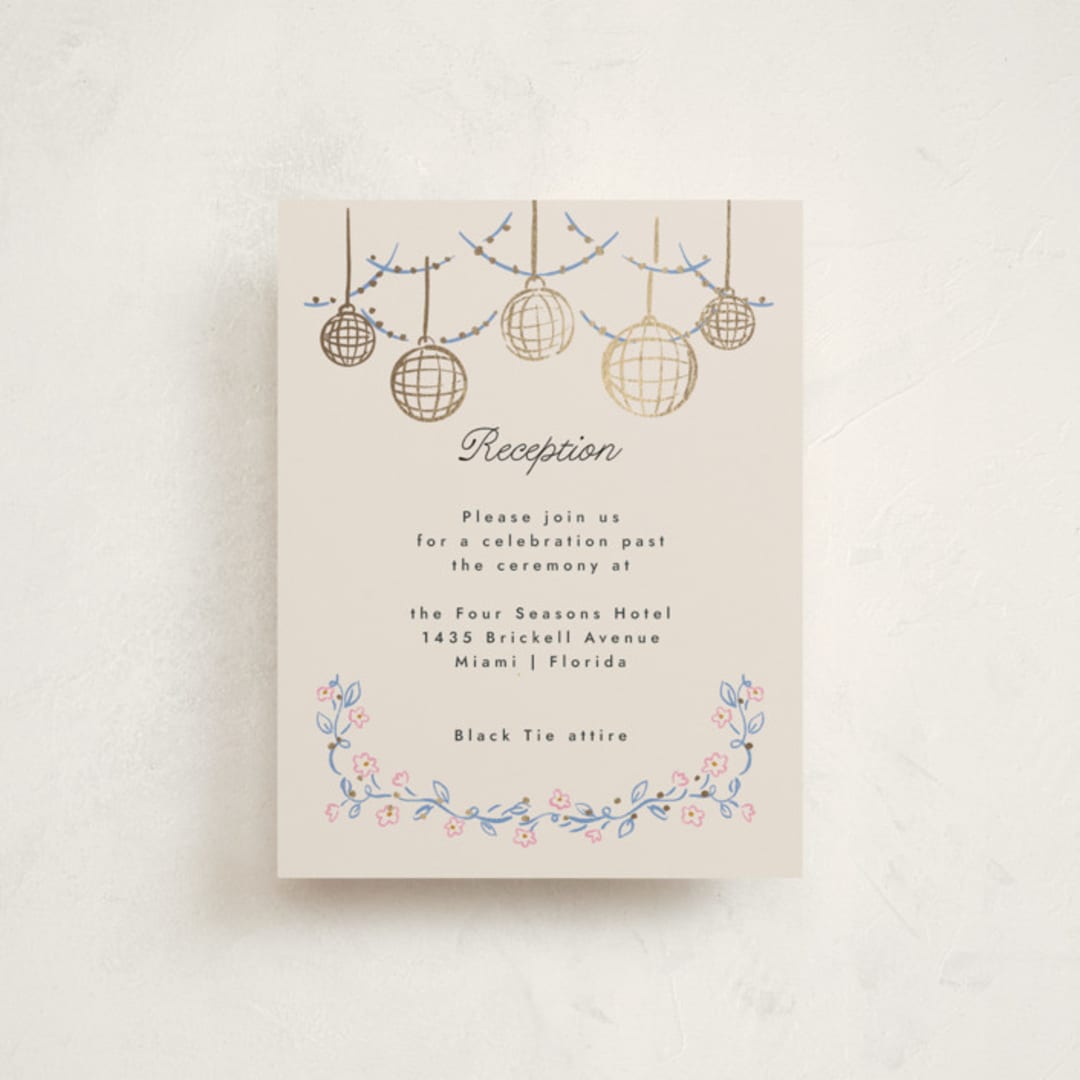 "Disco flower" - Mitzvah Reception Cards in Peony by Pati Cascino - Front