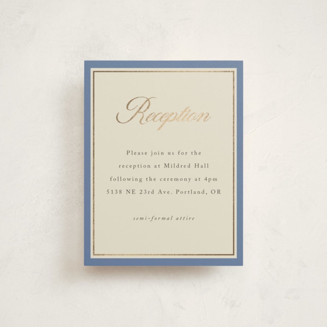 "Formal Elegance" - Mitzvah Reception Cards in Cerulean by Morgan Kendall - Front