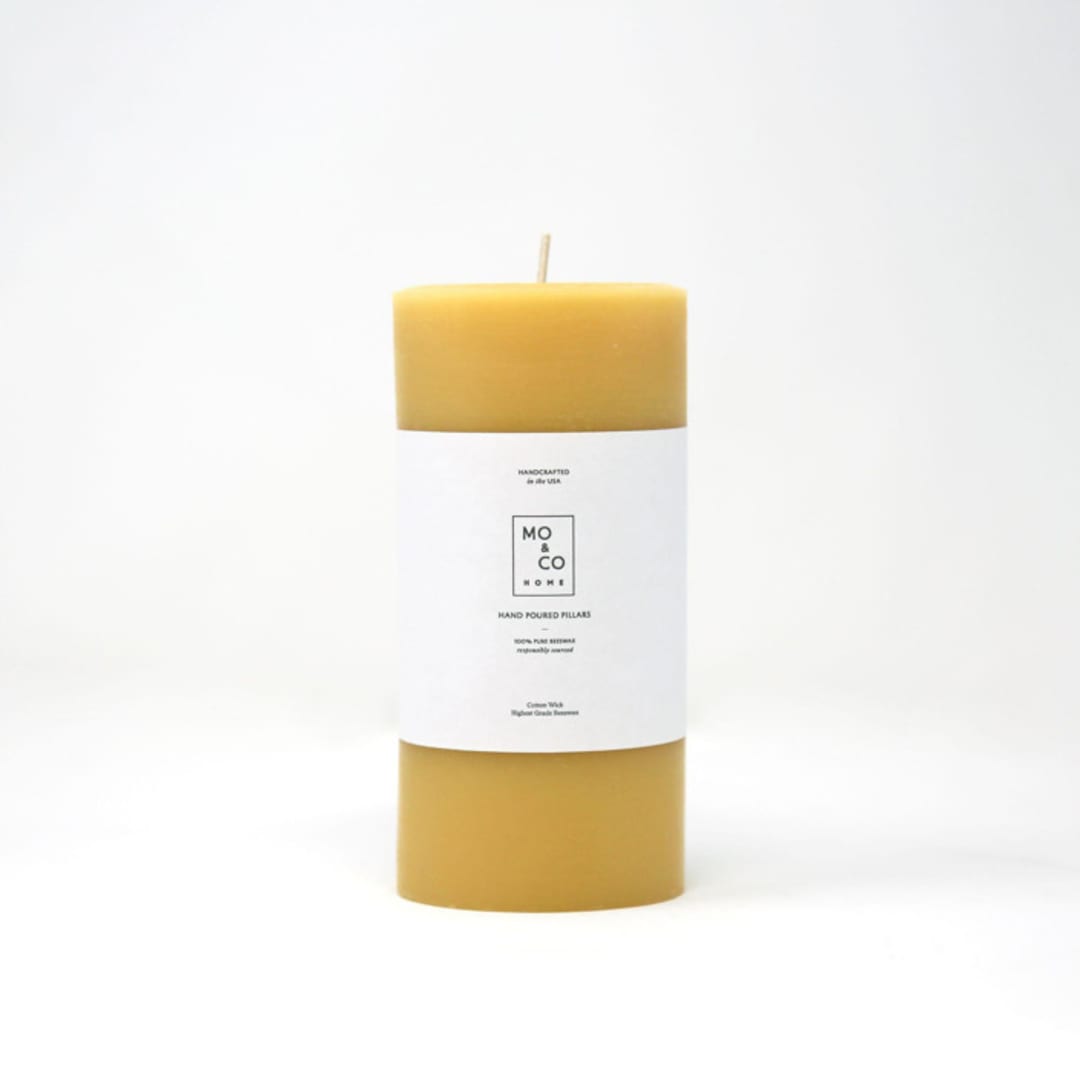 "3x6 Inch, Natural Gold, Beeswax Pillar Candle" - Candles and Holders in gold by MoAndCo Home