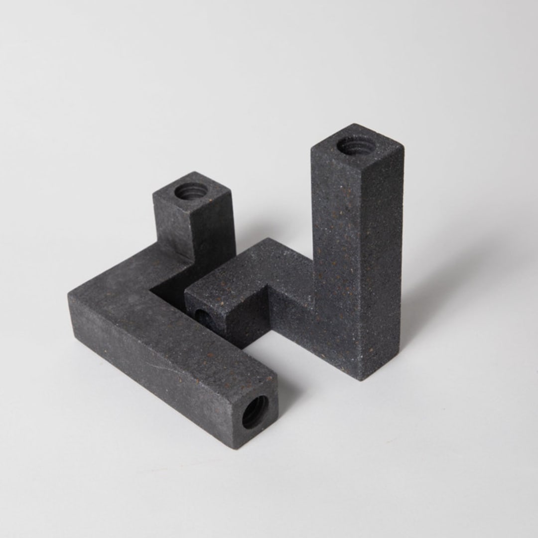"Candlestick Holder Set: Black Terrazzo" - Candles and Holders in black by Pretti.Cool