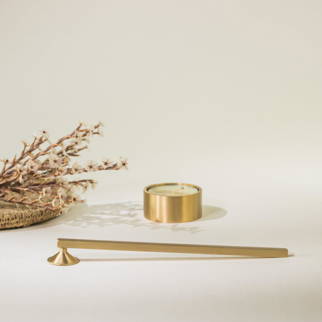 "Brass Tealight Holder with Candle Snuffer - Set of 2" - Candles and Holders in brass by Roarcraft