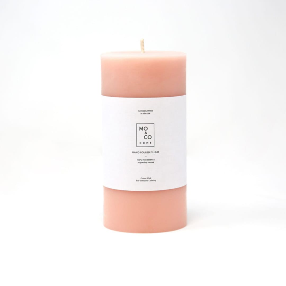 "3x6 Inch, Pink Rose, Beeswax Pillar Candle" - Candles and Holders in pink by MoAndCo Home