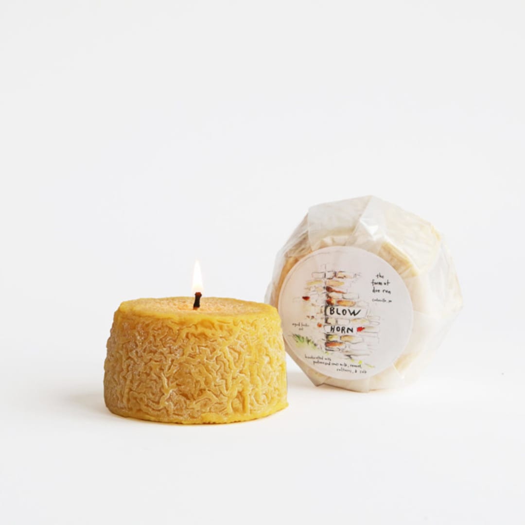 "Funky Cheese Beeswax Candle" - Candles and Holders in yellow by Artifaqt