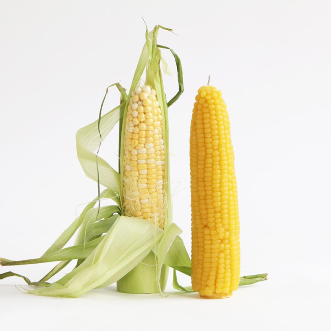 "Corn Beeswax Candle" - Candles and Holders in yellow by Artifaqt