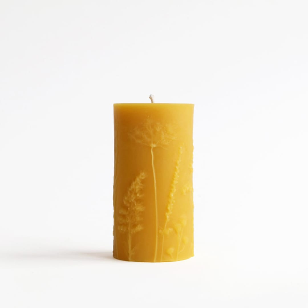 "Meadows Beeswax Pillar" - Candles and Holders in yellow by Artifaqt