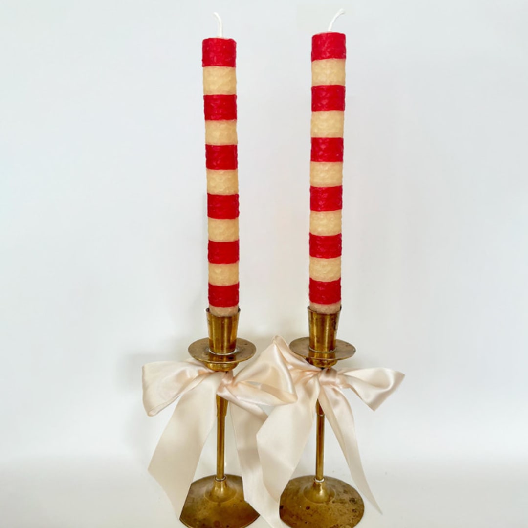 "Candy Cane Taper Candles" - Candles and Holders in red by Annie Shapiro