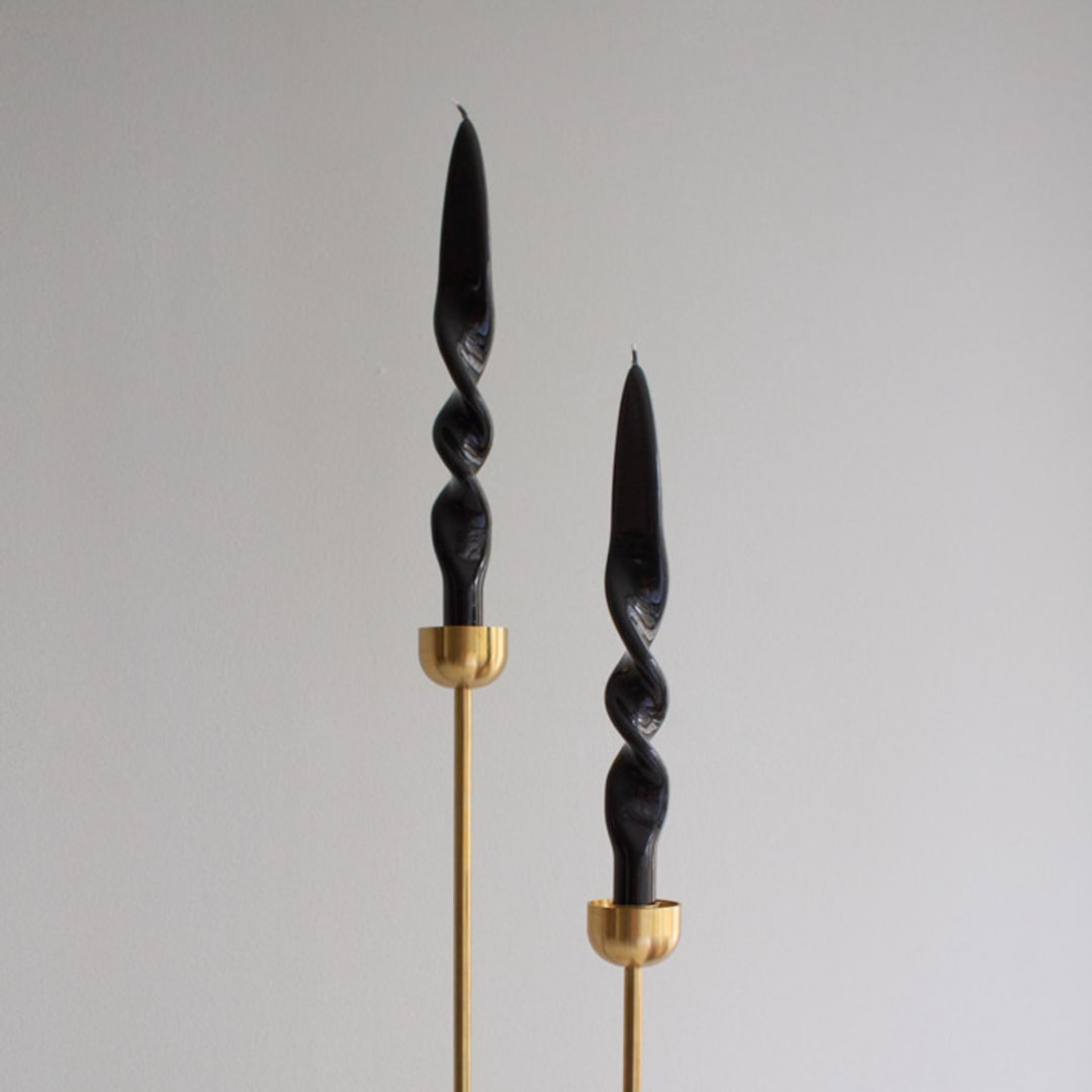 "Taper Candle Set (SMOKE)" - Candles and Holders in black by the parmatile shop