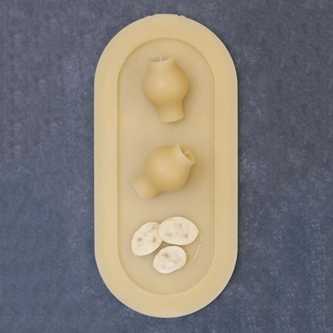 "Natural Wax Tray" - Candles and Holders in yellow by Danielle Gaito