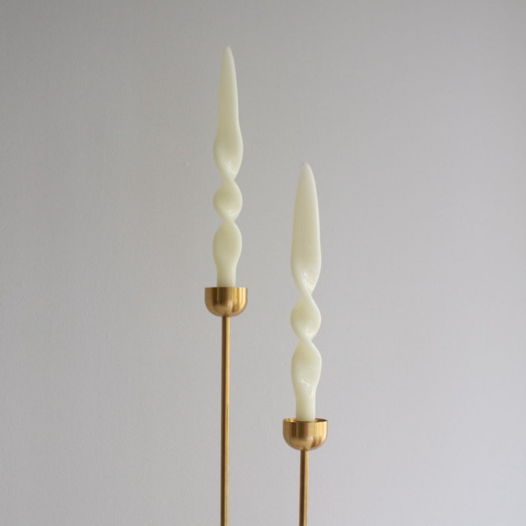 "Taper Candle Set (IVORY)" - Candles and Holders in white by the parmatile shop