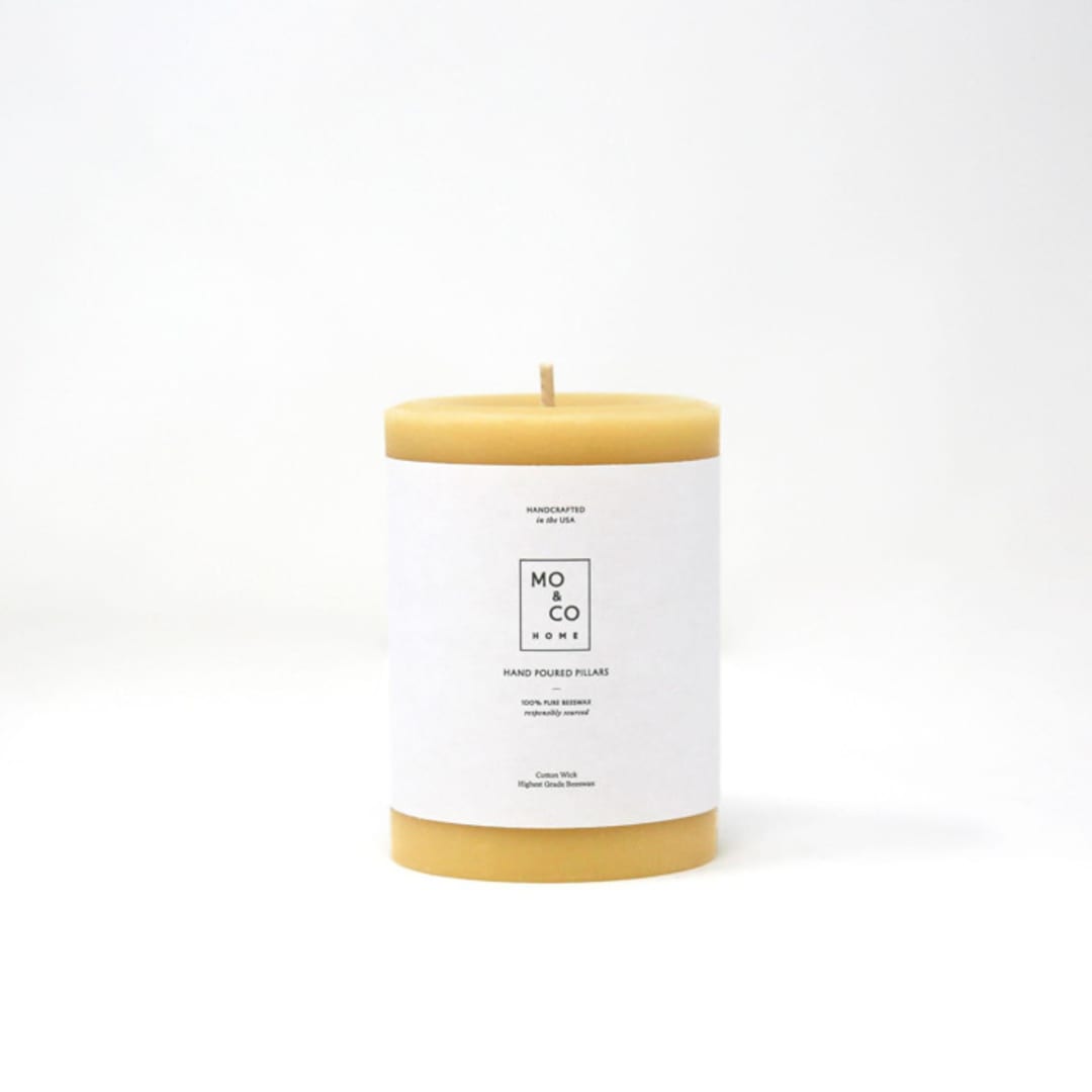"3x4 Inch, Natural Gold, Beeswax Pillar Candle" - Candles and Holders in gold by MoAndCo Home