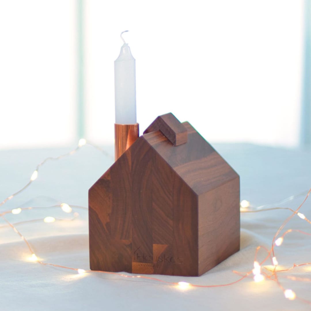 "Modern Barn Candle Holder from Vermont" - Candles and Holders in brown by Ann Nygard