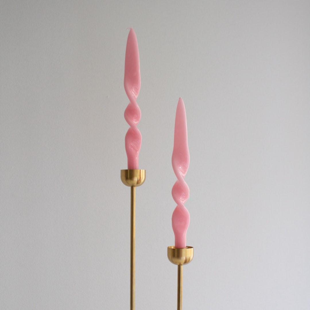 "Taper Candle Set (PINK)" - Candles and Holders in pink by the parmatile shop