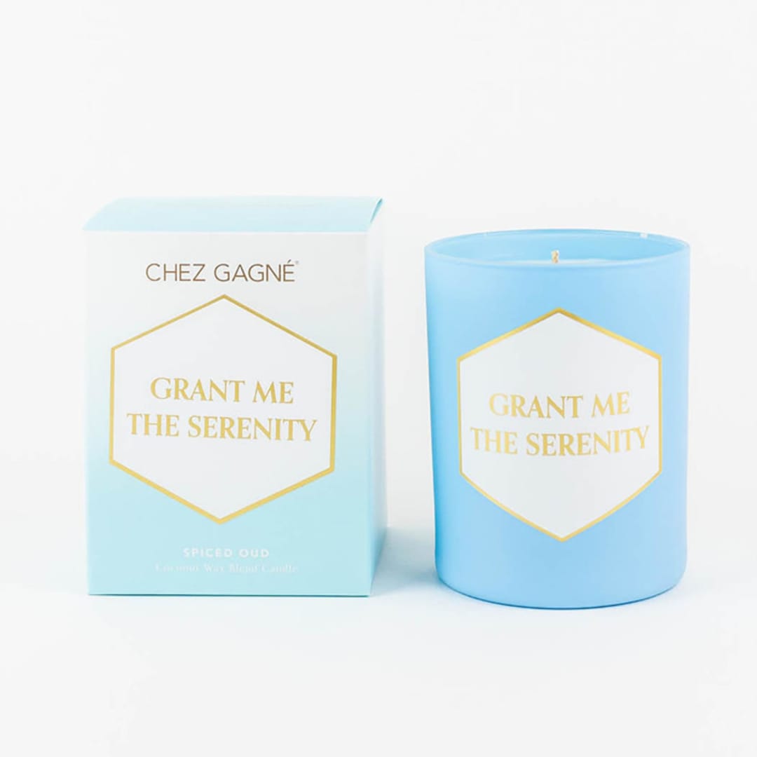"Grant Me The Serenity - Painted Candle in Gift Box" - Candles and Holders in blue by Chez Gagné