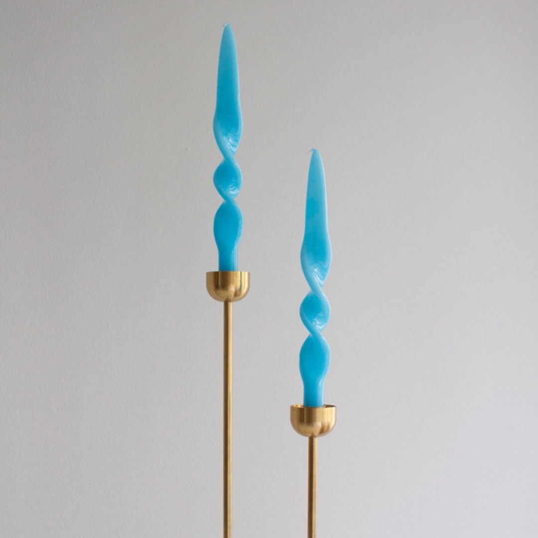 "Taper Candle Set (BLUE)" - Candles and Holders in blue by the parmatile shop