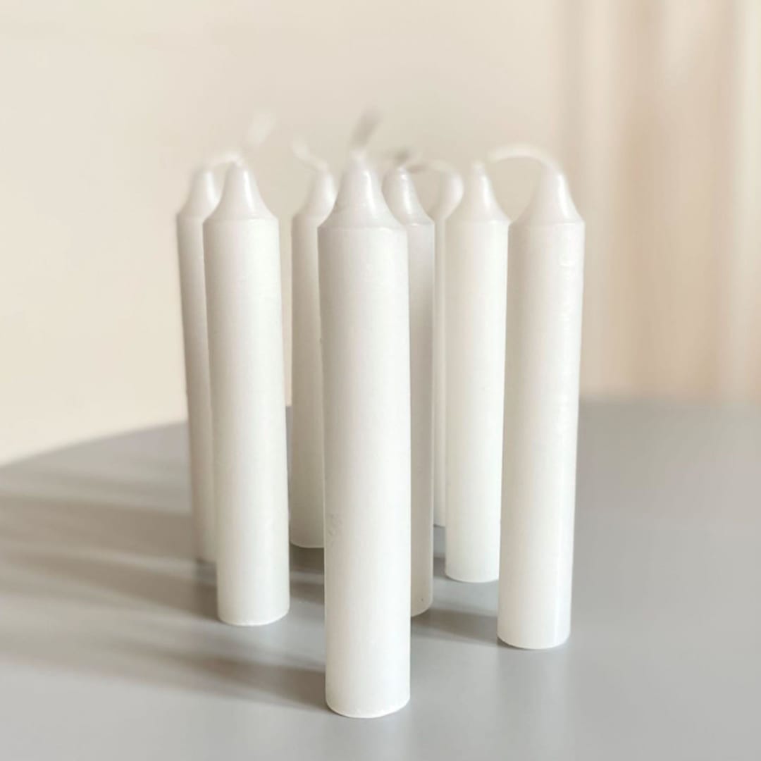 "Set of Ten "Just Right" Candles" - Candles and Holders in white by Ann Nygard