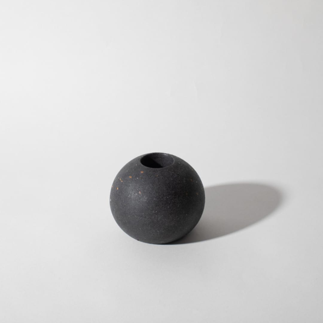 "Black Terrazzo Block Candlestick Holder, Sphere" - Candles and Holders in black by Pretti.Cool