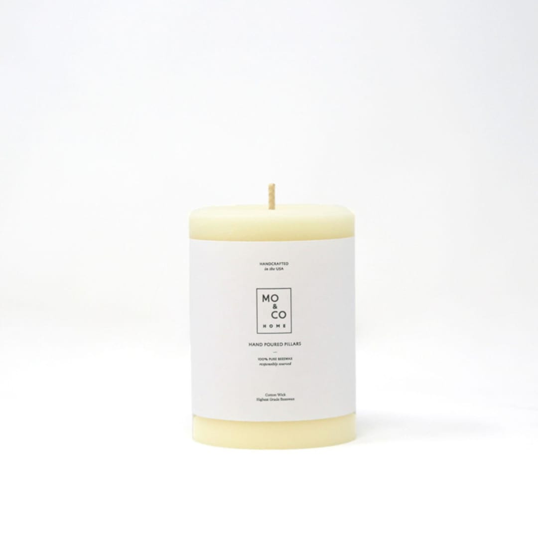 "3x4 Inch, Natural White, Beeswax Pillar Candle" - Candles and Holders in white by MoAndCo Home