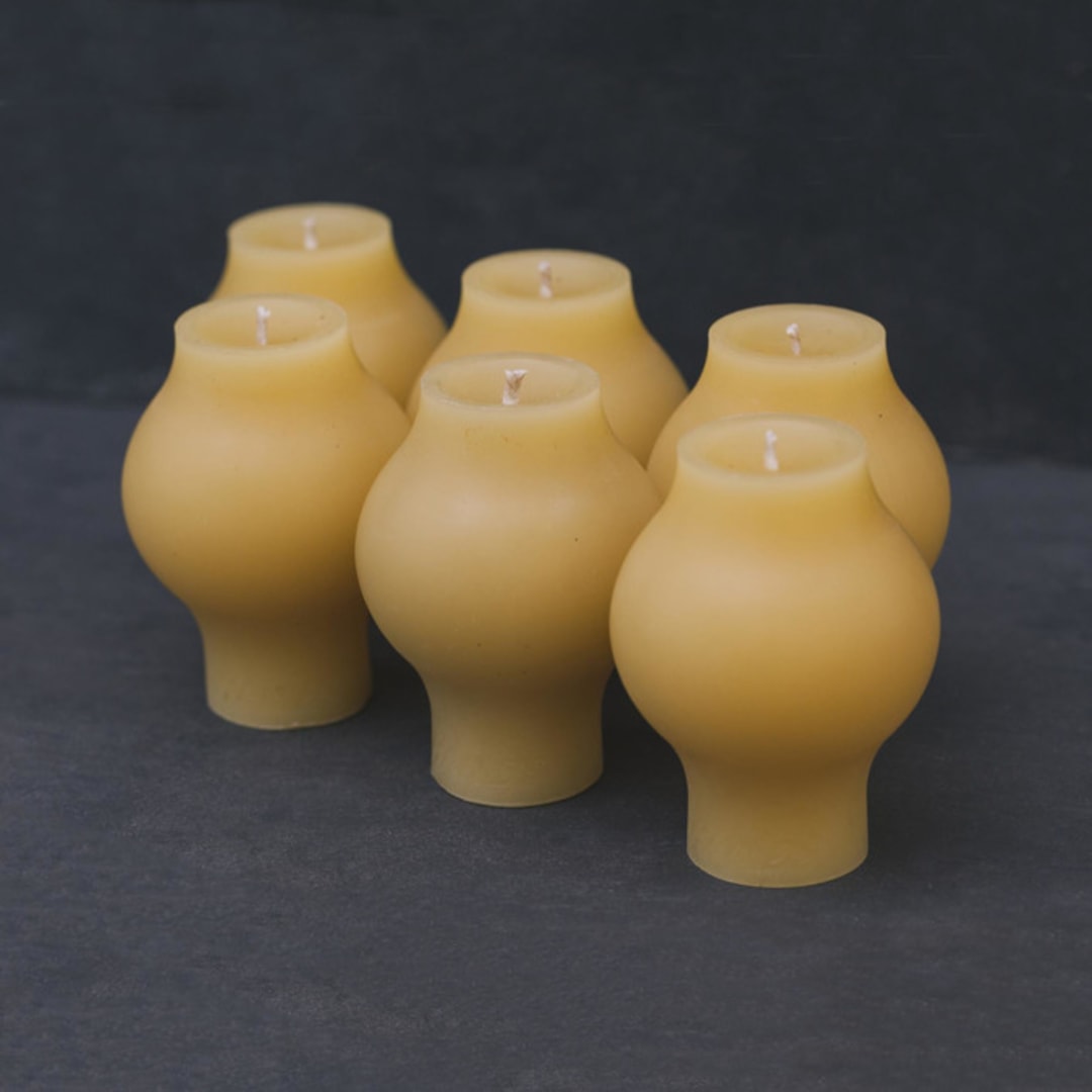 "Natural Orb Set" - Candles and Holders in yellow by Danielle Gaito
