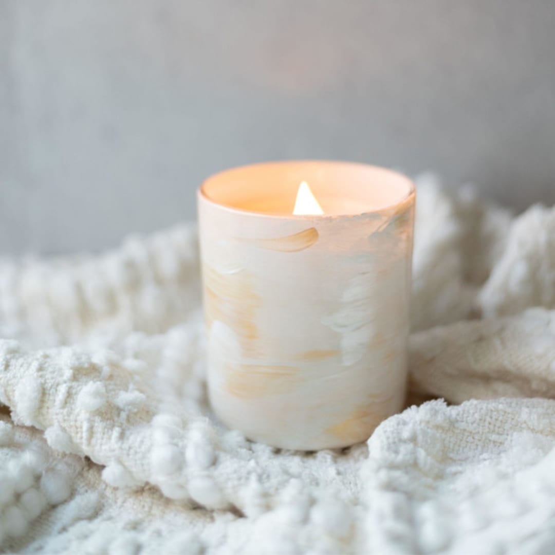 "Hand painted candles - neutral / metallic" - Candles and Holders in multicolorassorted-colors by Jocelyn Elizabeth