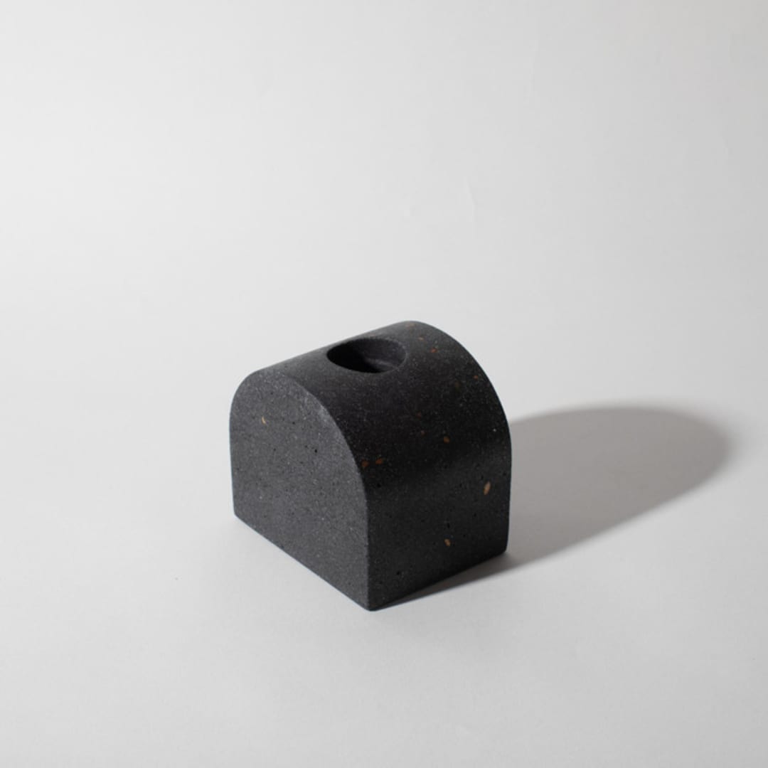 "Black Terrazzo Block Candlestick Holder, Arch" - Candles and Holders in black by Pretti.Cool