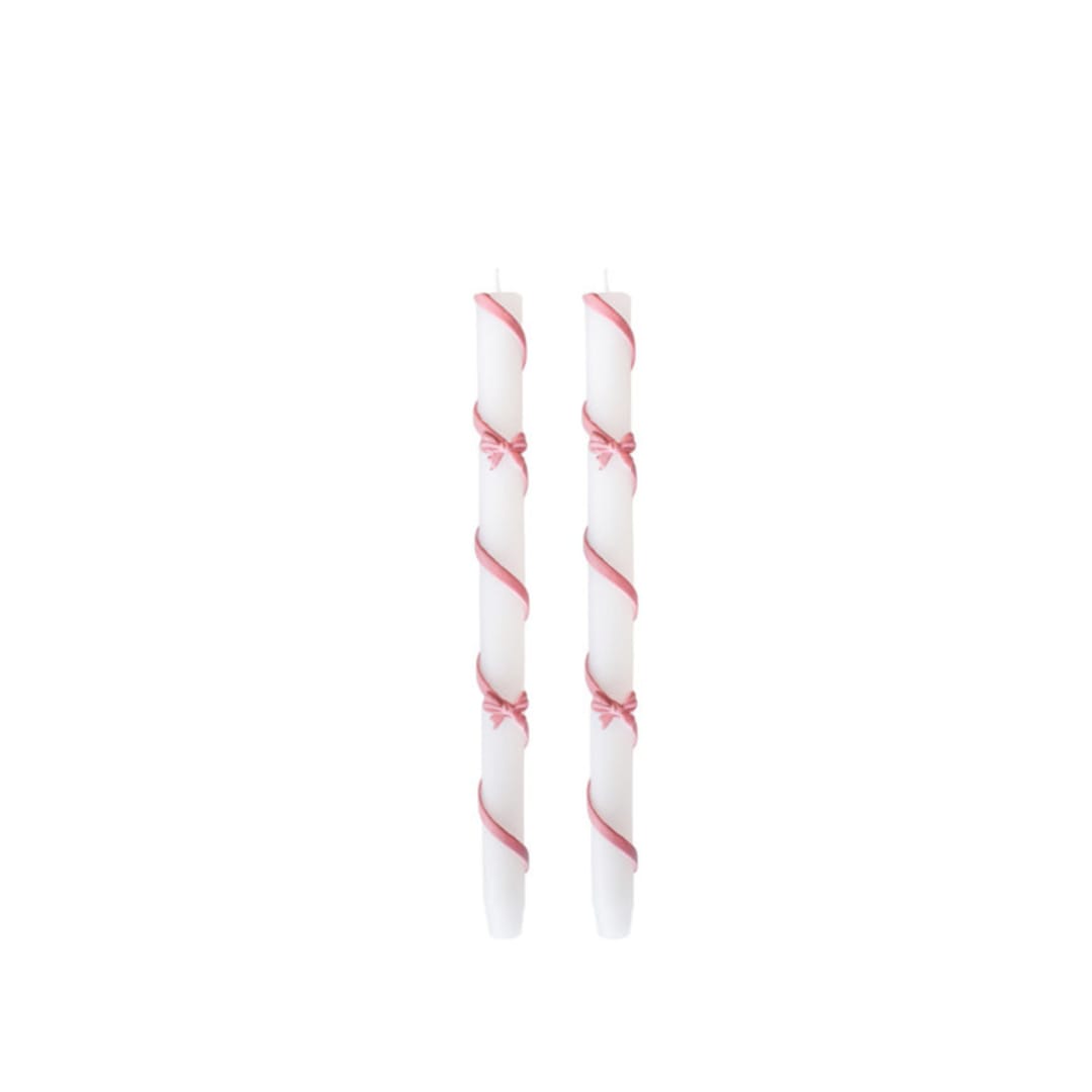"Pink Coquette Taper Candles - Set of 2" - Candles and Holders in pink by Jollity and Co