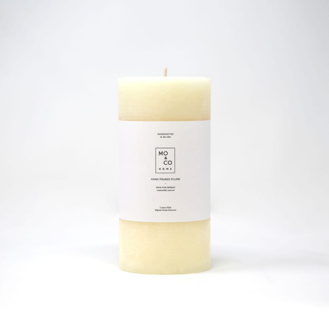 "3x6 Inch, Natural White, Beeswax Pillar Candle" - Candles and Holders in white by MoAndCo Home