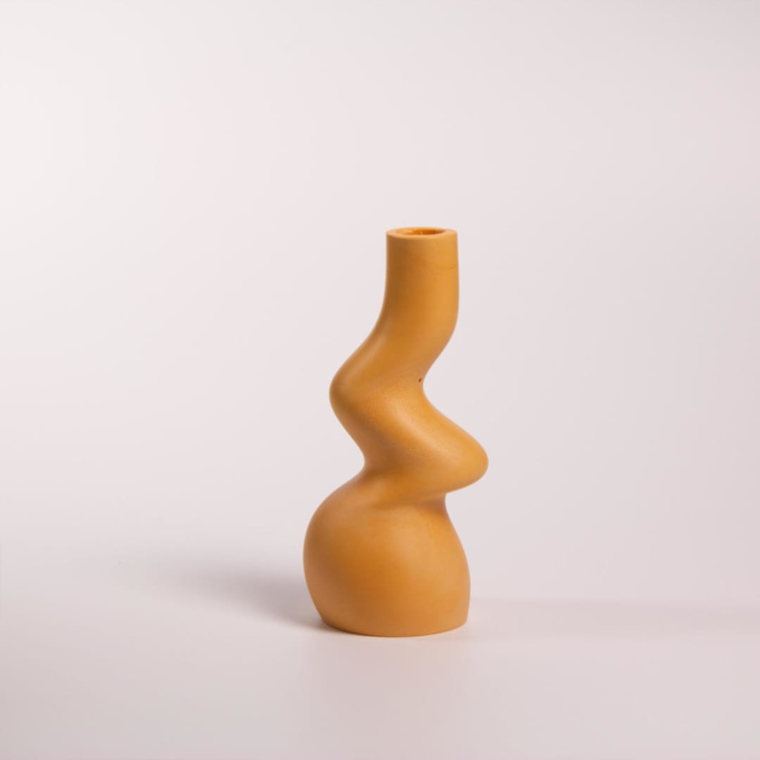 Gravity tall candle holder, tangerine