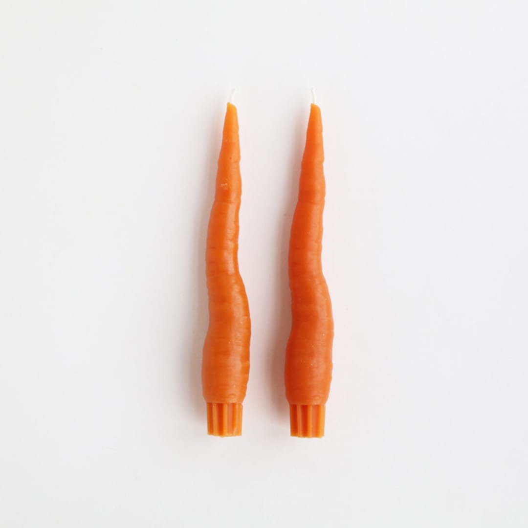 "Carrot Taper Beeswax Candles (Pair)" - Candles and Holders in orange by Artifaqt