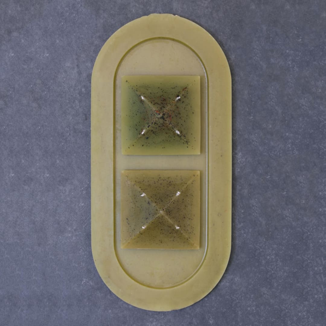 "Green Pyramid Set" - Candles and Holders in green by Danielle Gaito