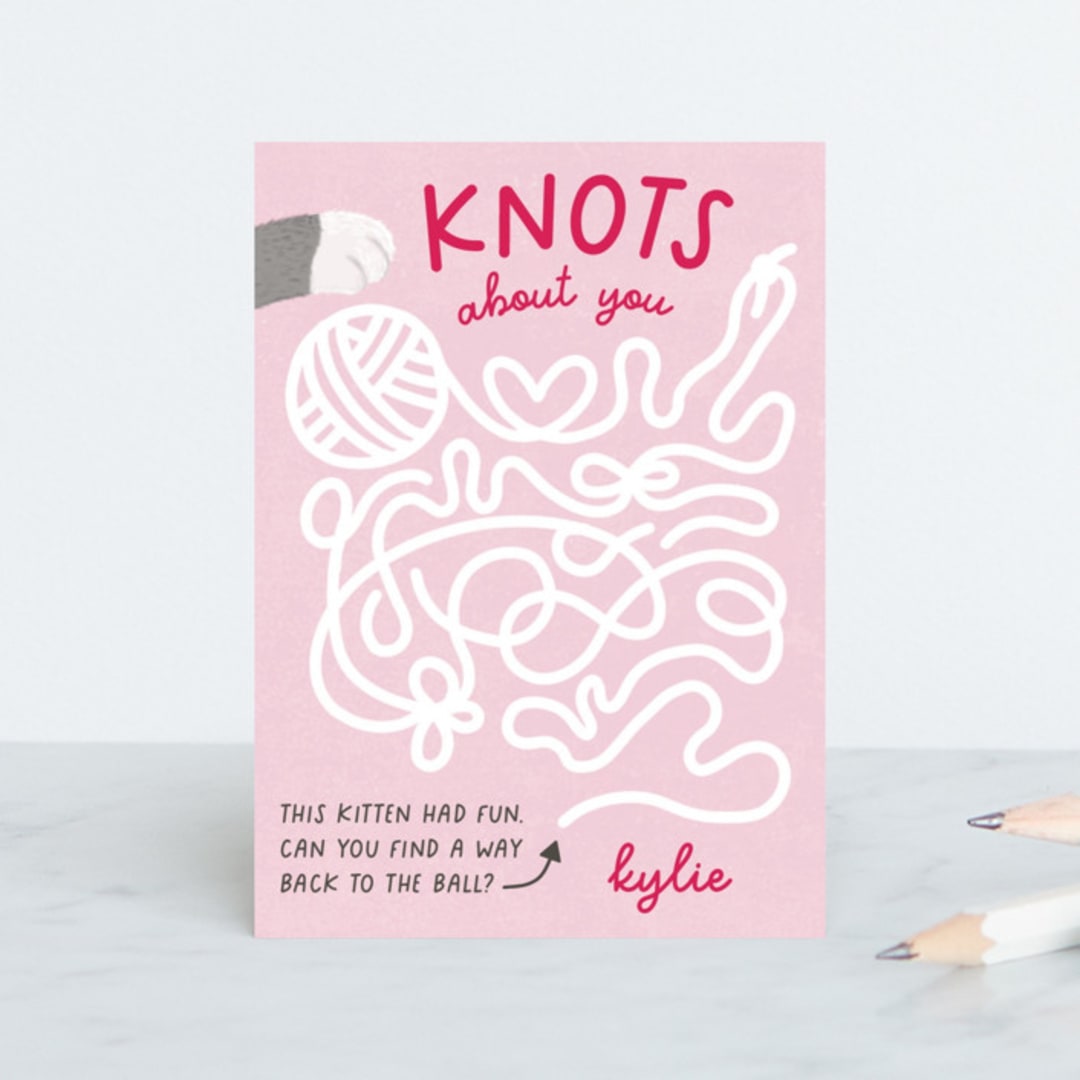 "Kitty Knots" - Personal Stationery in Candy by Dawn Pope - Front