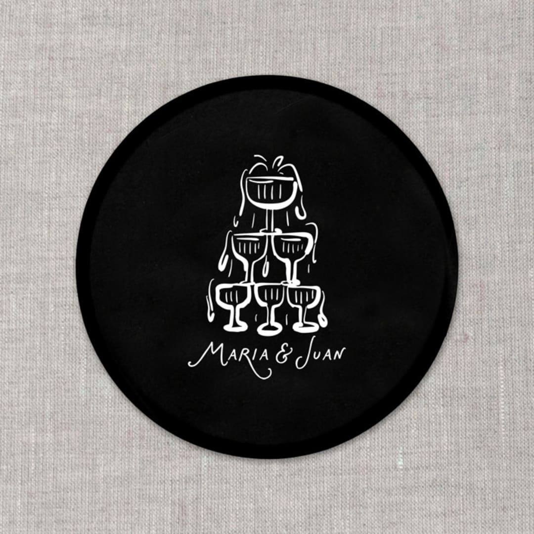 "Custom champagne tower black disposable coasters / Customizable color - Set of 100" - Wedding Coasters in white by Maria Ferrer G.
