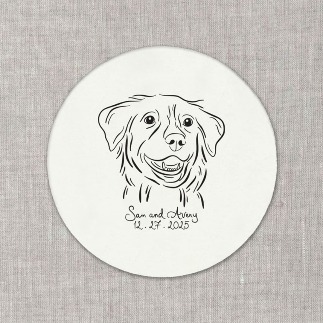 "Custom pet portrait white disposable coasters / Customizable color - Set of 100" - Wedding Coasters in white by Maria Ferrer G.