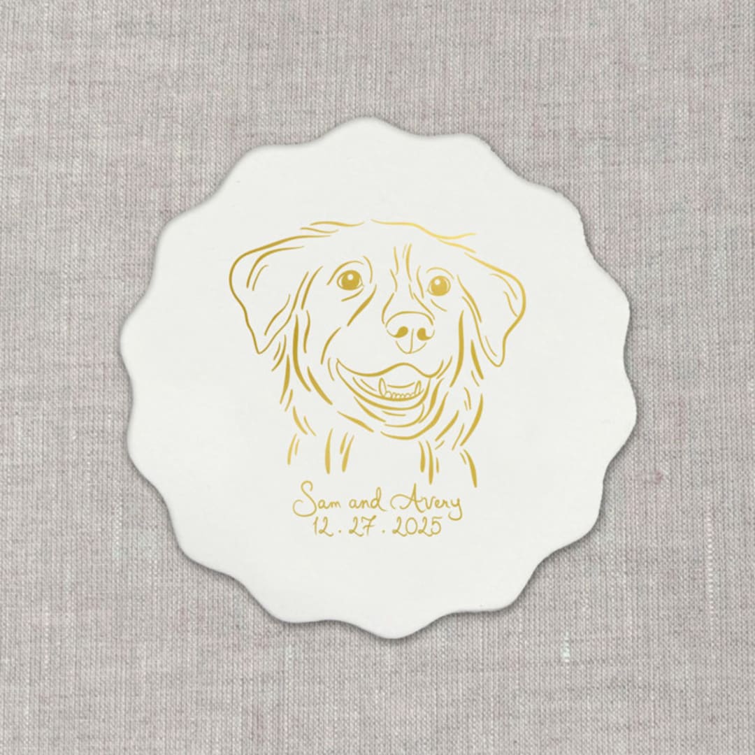 "Custom pet portrait white disposable coasters / Customizable color - Set of 100" - Wedding Coasters in white by Maria Ferrer G.