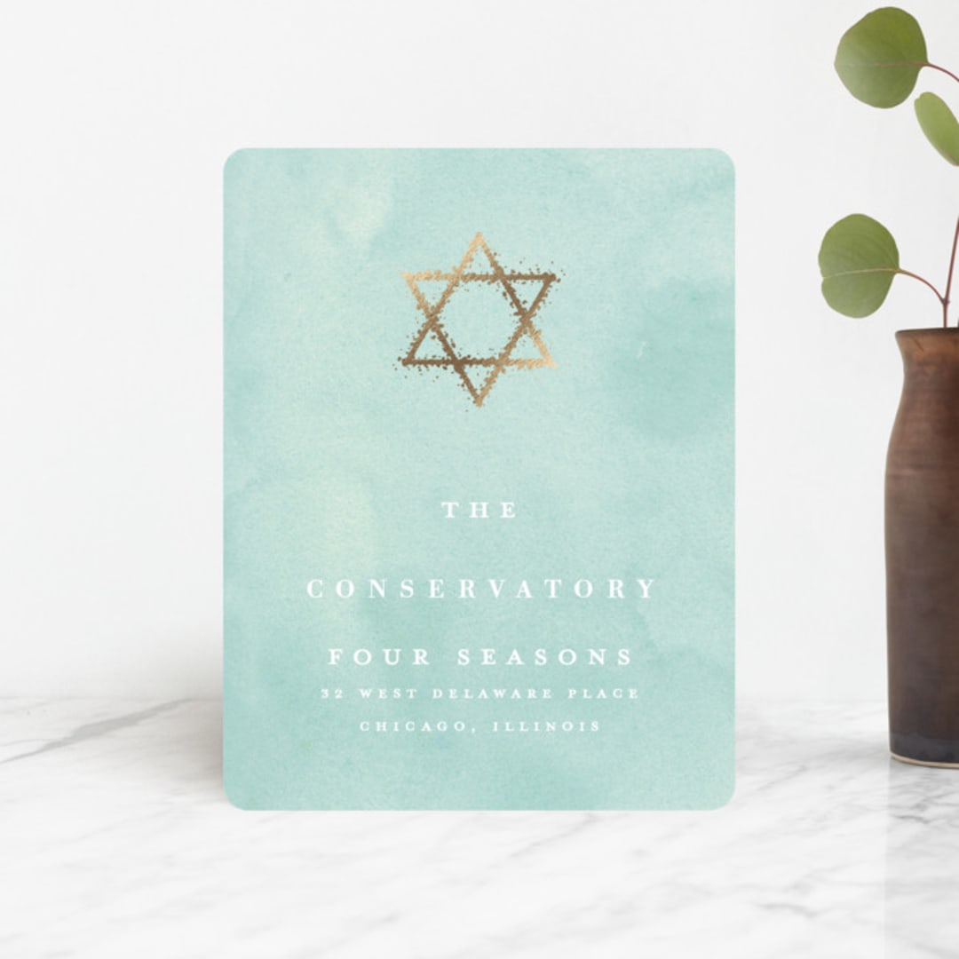 "graceful" - Mitzvah Direction Cards in Aquamarine by Julia Hall - Front
