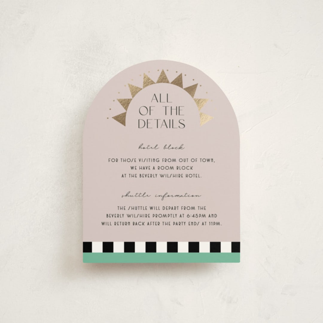 "Hollywood Deco" - Mitzvah Direction Cards in Aqua by Becky Nimoy - Front