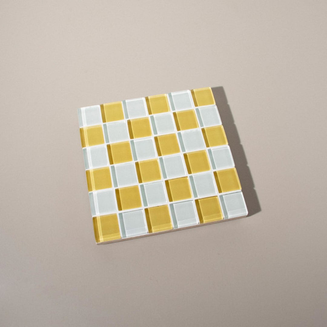 "Glass Tile Decorative Tray in Honey Milk Chocolate" - Decorative Object in yellow by Subtle Art Studios