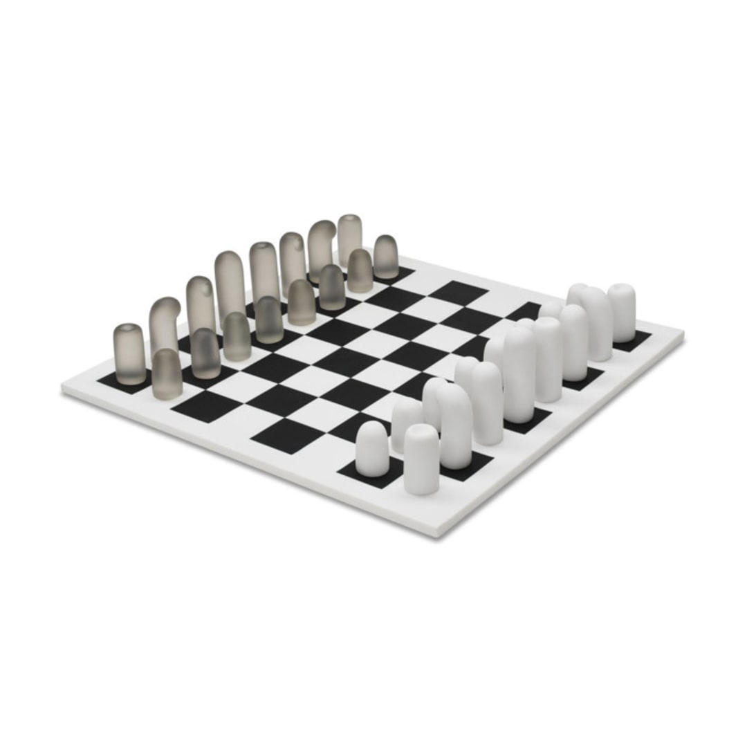 "Noodle Chess & Checkers Set Black & White" - Decorative Object in multicolor by Tina Frey