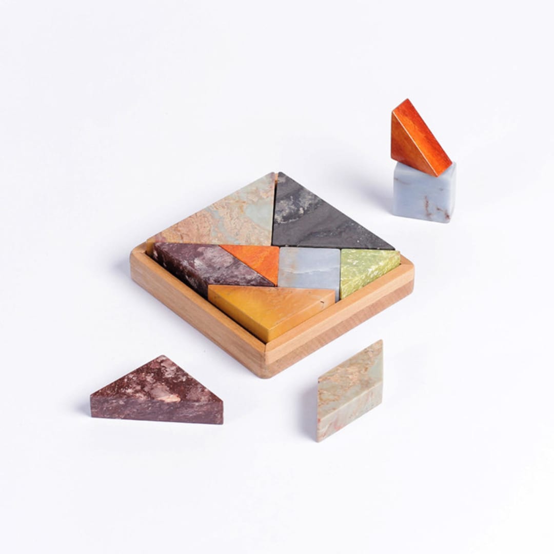 "Colorful Gemstone Tangram Puzzle" - Decorative Object in multicolor by Powered By People