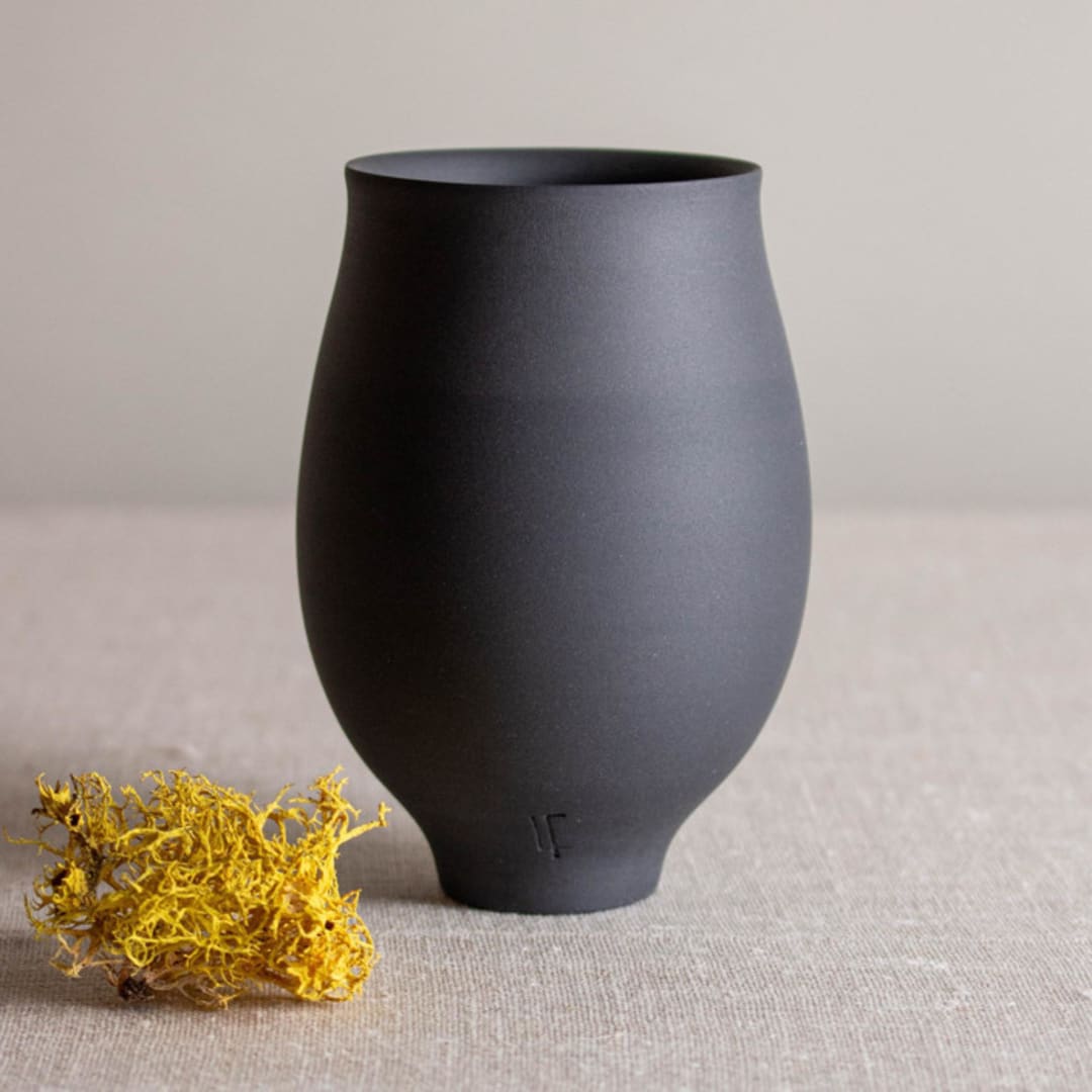 "Black Porcelain Vessel 6" - Decorative Object in black by Lisa Fleming