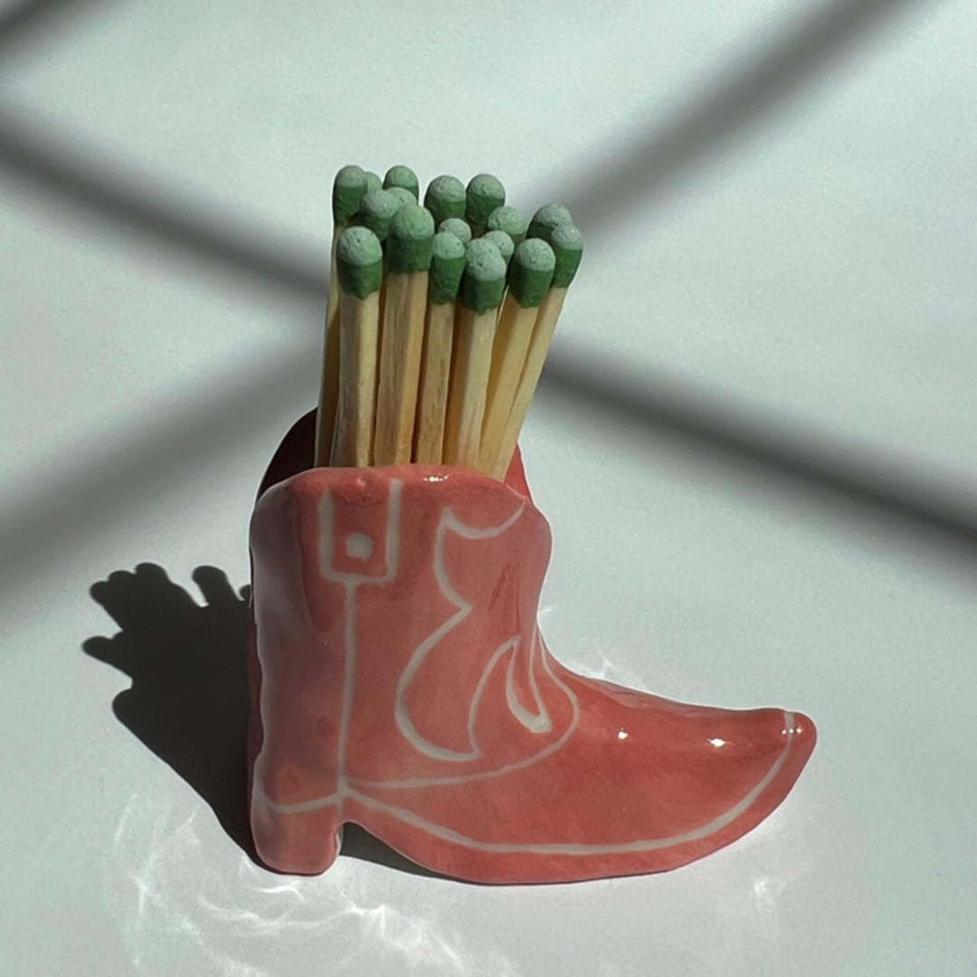 Pink Cowboy Boot Match Holder/Striker