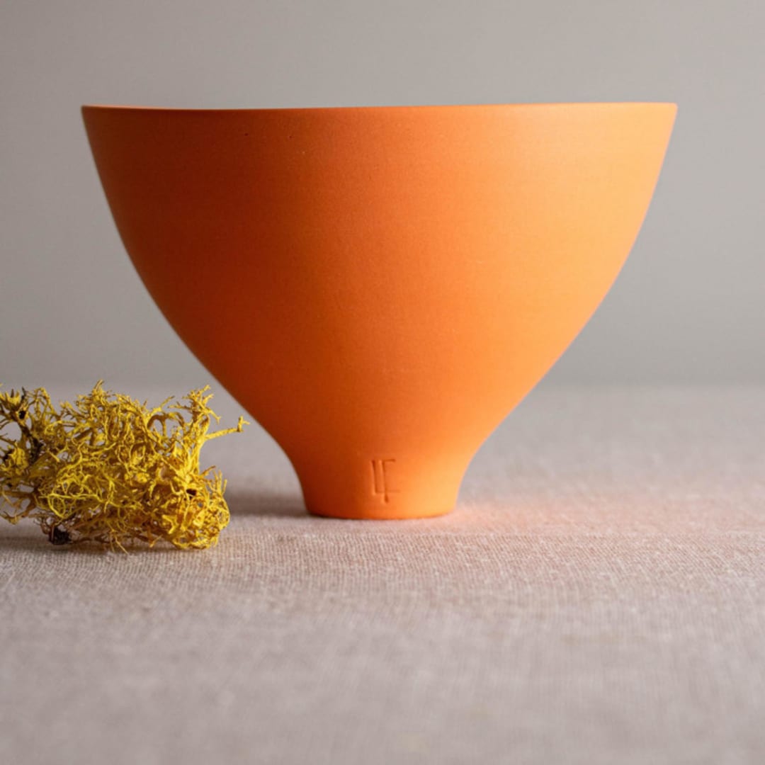 "Orange Porcelain Vessel 5" - Decorative Object in orange by Lisa Fleming